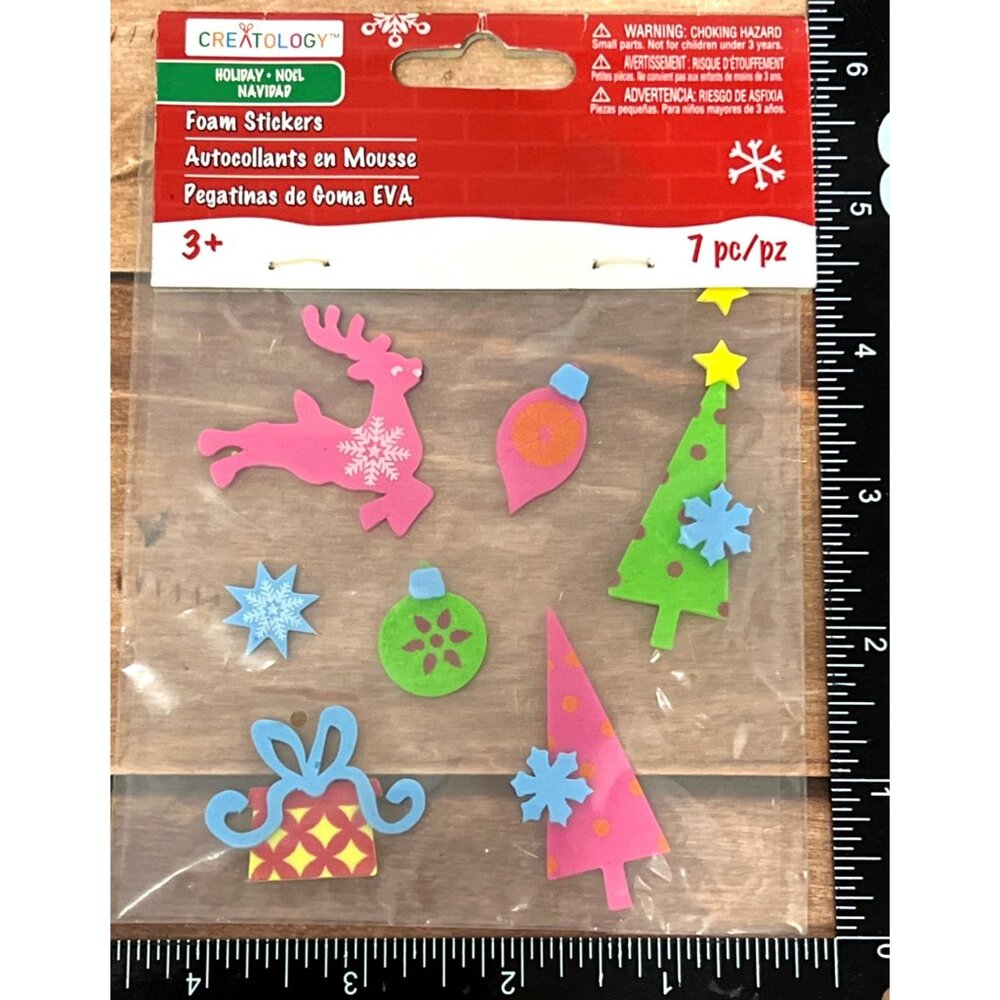 CreAtology Holiday Foam Stickers 7 Pc Christmas Theme 293038